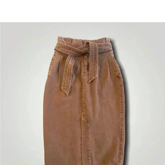 🆕Free People Belted Denim Midi Skirt Size 25 - Picture 3 of 5